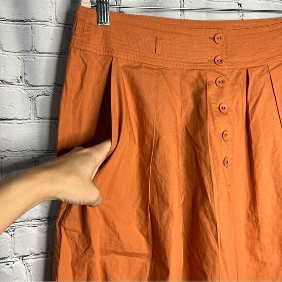NEW Ulla Johnson orange high rise pleated button fly wide leg pants size 12 - Picture 4 of 13